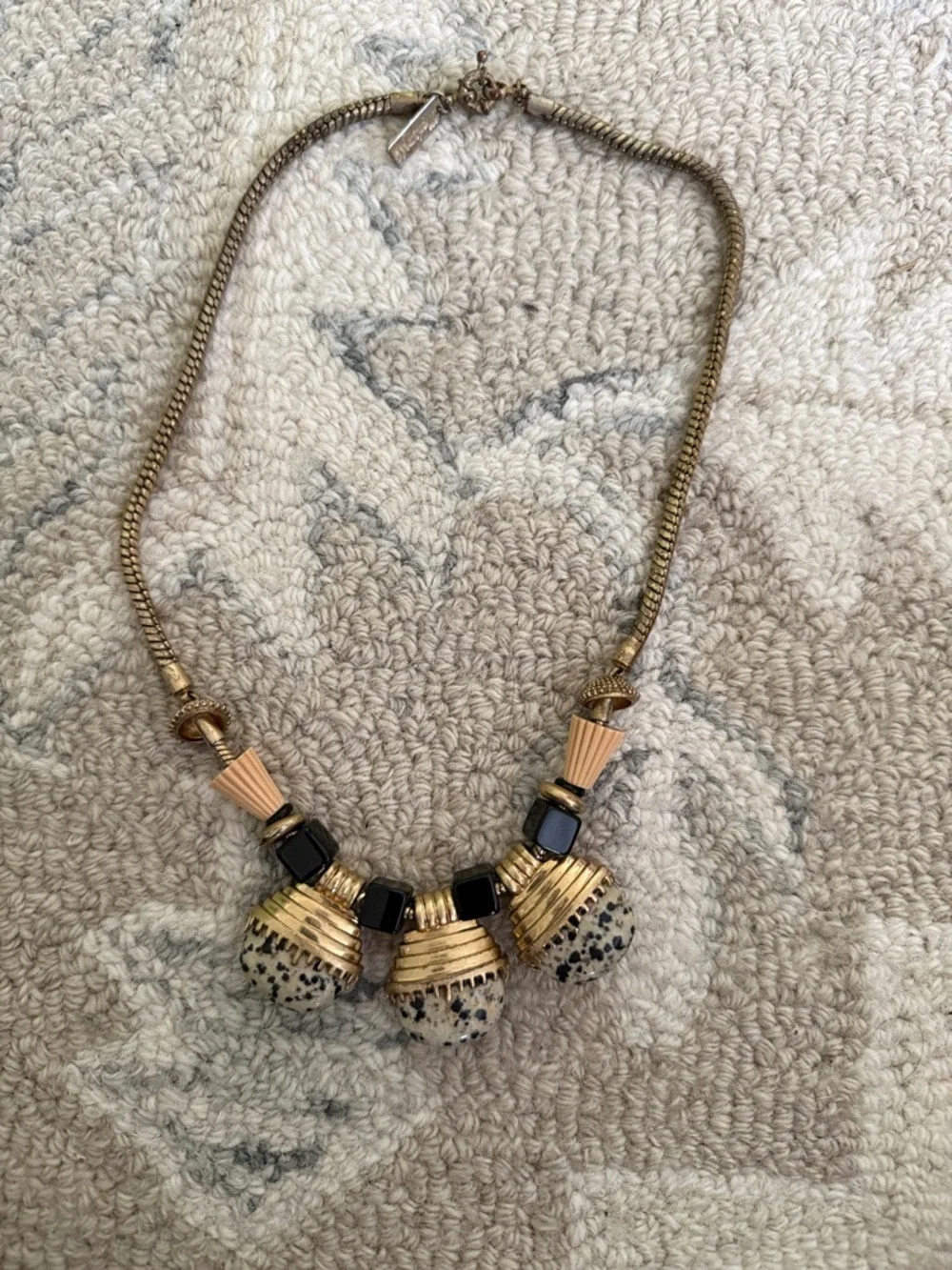 Madewell Vintage-Inspired Gold Tone Statement Necklace with Speckled Stones - Picture 1 of 2